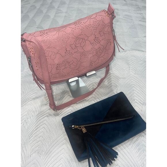 Urban Expressions Blush pink Crossbody & Blue Clutch Bundle 2 Certified Vegan - Picture 1 of 14